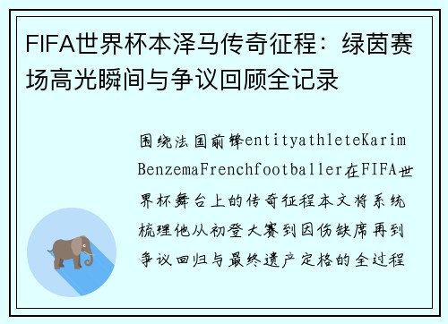 FIFA世界杯本泽马传奇征程：绿茵赛场高光瞬间与争议回顾全记录